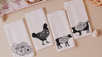 farm animal kitchen towel, floral farmhouse kitchen decor, pig dish towel, Christmas gifts for Mom, farmhouse throw pillows for couch, crazy
