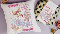custom Oklahoma pillow for couch, pink preppy pillows for bed, Oklahoma gifts, coquette room decor, Oklahoma state throw pillow covers 18 x