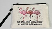 cute flamingo makeup bag for teens, funny flamingo gifts for women, best gifts for daughter, cosmetic bag for purse, pre teenage girl gifts