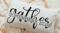 gather somewhere else funny throw pillow for couch, anti social introvert gift, best friend birthday gifts for her, new home gift for women