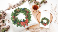 watercolor wreath Christmas throw pillows for couch trendy Christmas pillow covers 18 x 18, cozy Christmas decor for home, Christmas gifts