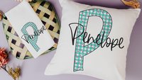 personalized turquoise gingham kitchen towels for gifts, pink flamingo hand towels for bathroom, cute initial dish towels for kitchen, beach