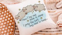 now I lay me down to sleep bedtime prayer throw pillow for kids, Christian nursery decor, baptism gift for grandson, christening gifts for