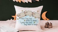now I lay me down to sleep bedtime prayer throw pillow for kids, Christian nursery decor, baptism gift for grandson, christening gifts for