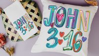 for God so loved the world colorful scripture throw pillows best sellers, John 3:16 Bible verse kitchen towel, Christian Christmas gifts for