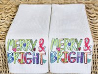 Merry and bright colorful Christmas pillow 
