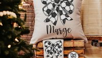 personalized soccer coquette bow throw pillow with name, soccer gifts for girls, cute soccer senior gifts for daughter, soccer rally towels