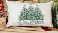 tis the season Christmas lumbar pillows for chair, blue chinoiserie Christmas pillow covers 12x20, trendy Christmas hostess gifts for women