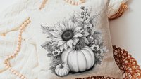black and white sunflower throw pillows for couch modern farmhouse decor, trendy pumpkin accent pillow for chair, sunflower gifts for Mom