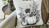 black and white sunflower throw pillows for couch modern farmhouse decor, trendy pumpkin accent pillow for chair, sunflower gifts for Mom