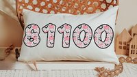 custom zip code pillow 12x20, personalized pastel Halloween lumbar pillow cover, cute Halloween gifts for adults, pink pumpkin lumbar throw