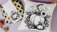 black and white pumpkin throw pillows for couch modern farmhouse decor, Thanksgiving hostess gifts for women, October birthday gifts for her