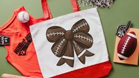 personalized football coquette tote bag for school, cute football cheerleader graduation gift for girls, football mom gifts from son, flag