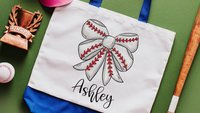 personalized baseball coquette tote bag best seller, baseball mom gifts, cute baseball tote bag with name, baseball girlfriend gear, senior