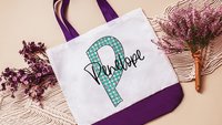 personalized initial tote bag with name, custom beach bag for teens, cute flamingo gifts for her, destination wedding bridesmaid gifts, best