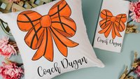 personalized girly basketball throw pillow for bed cute basketball gifts for girls, basketball coquette room decor, basketball kitchen towel