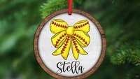 personalized softball coquette bow softball throw pillows for bed cute softball mom gift set for women, softball bow kitchen towels for gift