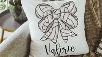 personalized volleyball coquette volleyball throw pillow for dorm, cute volleyball senior gifts for girls, volleyball coach gifts for women