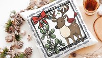 holiday wishes cute reindeer throw pillow for couch, mistletoe kisses Christmas kitchen towels, woodland Christmas hostess gifts for women