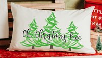 oh Christmas tree lumbar throw pillows for couch, whimsical Christmas lumbar pillows for chair, cute Christmas housewarming gift for couple