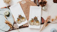 cream pumpkin kitchen towels fall kitchen decor, Thanksgiving hostess gifts for women, sunflower pumpkin hand towels for bathroom, brown