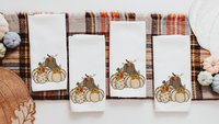 cream pumpkin kitchen towels fall kitchen decor, Thanksgiving hostess gifts for women, sunflower pumpkin hand towels for bathroom, brown