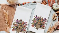 cute turkey throw pillows for fall floral accent pillows for living room, whimsical Thanksgiving decor home decor for family room, girly