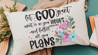 watercolor floral throw pillow for bed, Psalm 20 faith gifts for Mom, cute Christian encouragement gift for women, Bible verse lumbar pillow