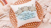 now I lay me down to sleep bedtime prayer throw pillow for kids, Christian nursery decor, baptism gift for grandson, christening gifts for
