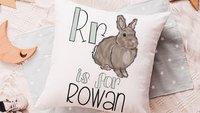 personalized r is for rabbit throw pillow with name, bunny nursery decor, best gifts for little girls baby shower gifts for baby girls