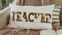teacher cow print lumbar throw pillow for chair, cowboy classroom decor, western cowhide throw pillow, back to school gifts for teachers