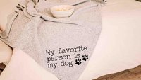 my favorite person is my dog throw blanket for bed, cozy birthday gifts for dog lovers, snuggle blanket dog mom gifts, cute dog gifts for