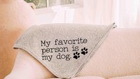 my favorite person is my dog throw blanket for bed, cozy birthday gifts for dog lovers, snuggle blanket dog mom gifts, cute dog gifts for
