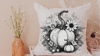 black and white pumpkin throw pillows for couch modern farmhouse decor, Thanksgiving hostess gifts for women, October birthday gifts for her
