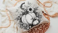 black and white pumpkin throw pillows for couch modern farmhouse decor, Thanksgiving hostess gifts for women, October birthday gifts for her