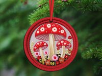 Red Toadstool Ornament or Car Charm