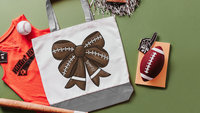 personalized football coquette tote bag for school, cute football cheerleader graduation gift for girls, football mom gifts from son, flag