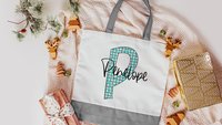 personalized initial tote bag with name, custom beach bag for teens, cute flamingo gifts for her, destination wedding bridesmaid gifts, best