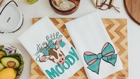 just a little moody cute cow kitchen towels with name, funny cow gifts for cow lovers, personalized turquoise bow hand towels for bathroom