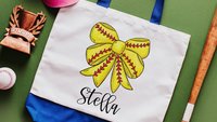 personalized softball coquette tote bag best seller, softball mom gifts, softball coach tote bag with name, softball senior night gifts