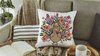 cute turkey throw pillows for fall floral accent pillows for living room, whimsical Thanksgiving decor home decor for family room, girly