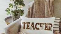 teacher cow print lumbar throw pillow for chair, cowboy classroom decor, western cowhide throw pillow, back to school gifts for teachers