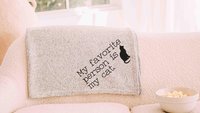 my favorite person is my cat throw blanket for bed, cozy Christmas gifts for cat lovers, snuggle blanket 50x60, cat mom blanket, cute cat