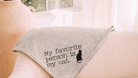 my favorite person is my cat throw blanket for bed, cozy Christmas gifts for cat lovers, snuggle blanket 50x60, cat mom blanket, cute cat