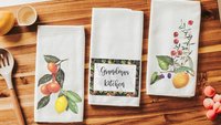 personalized grandmas kitchen lemon kitchen towels for Mom, cute kitchen hand towels for stove, best gifts for new homeowners, fruit kitchen