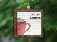 Personalized Hot Chocolate Christmas Ornament and Stocking Tag