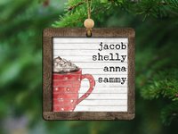 Personalized Hot Chocolate Christmas Ornament and Stocking Tag