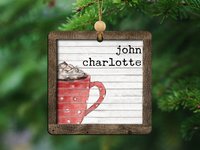 Personalized Hot Chocolate Christmas Ornament and Stocking Tag