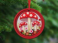 Red Toadstool Ornament or Car Charm