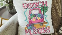 beach please summer truck throw pillows for sofa, sunroom decor, tropical throw pillow cover 18x18, bungalow decor, beach lover gift, funny